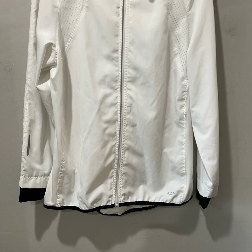Champion Jacket Mens Size Large White Full Zip Hooded Anorak Windbreaker‎ Rain